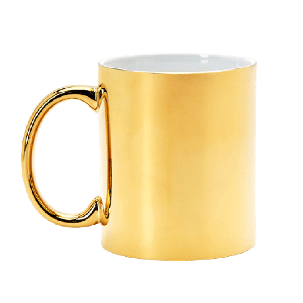 Gullfarget krus i keramikk