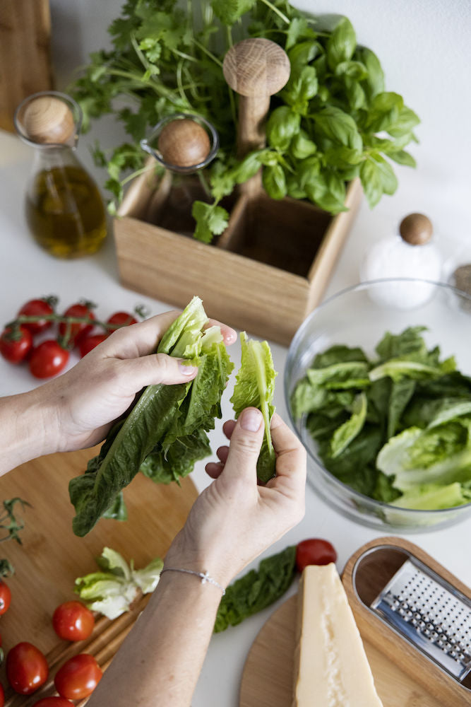 Nature salatskål med bambuslokk