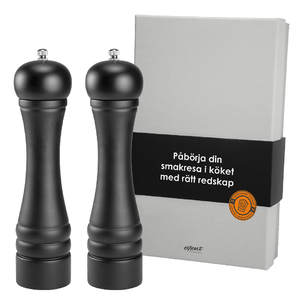 Salt & pepper kvern sort, 2 pakk