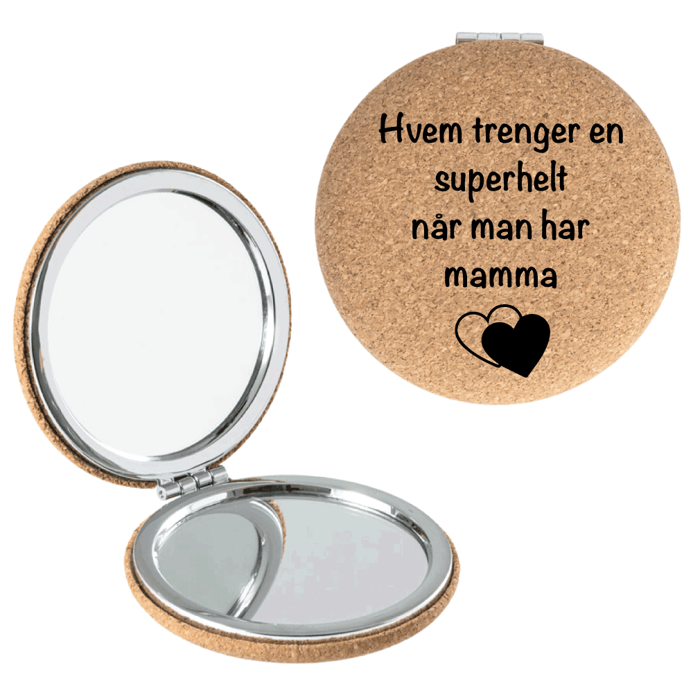 Sminkespeil dobbelt i metall/kork