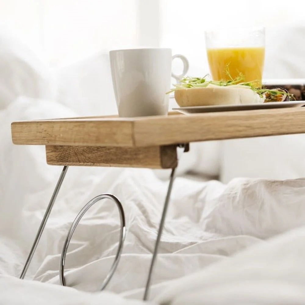 Oval Oak senge-/serveringsbrett med fellbare ben