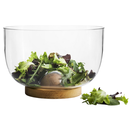 Oval Oak salatskål i eik/glass