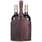 Vinflaskeholder i skinn til 2 flasker