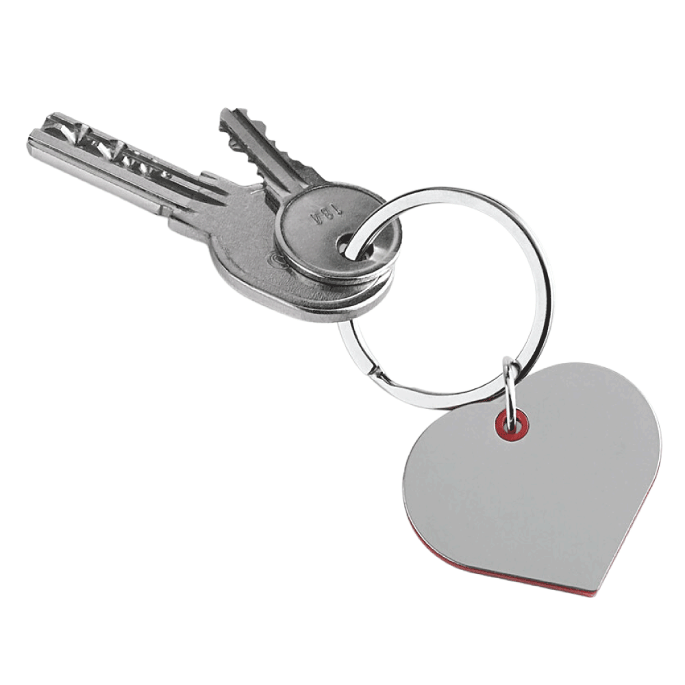 Nøkkelring hjerteformet i metall/rød