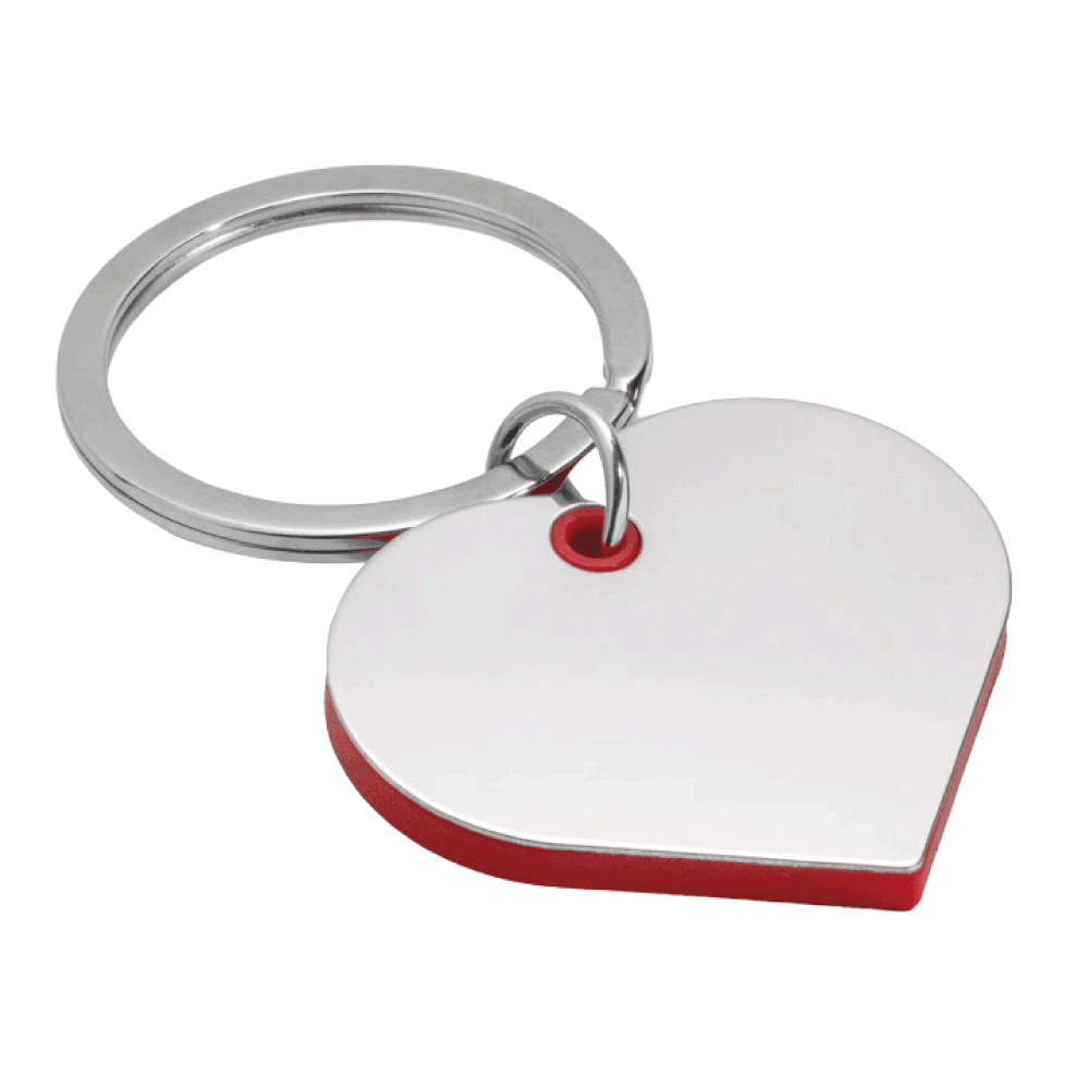 Nøkkelring hjerteformet i metall/rød